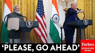 BREAKING NEWS Trump Indias Modi Take Questions From Reporters At White House Press Briefing [upl. by Ekralc]