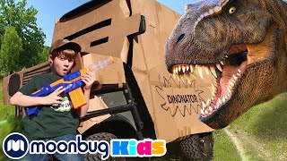 Dinosaur Box Fort Dinonator Adventure  Jurassic Tv  Dinosaurs and Toys  T Rex Family Fun [upl. by Nataniel]