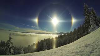 Epic Sun Dog Scene  5 Suns Weather Phenomenon [upl. by Sirromed]