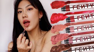 NEW Fenty Beauty Icon Velvet Liquid Lipstick  Swatches  Demo [upl. by Proudfoot]