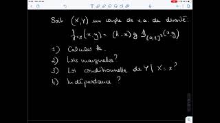 Exercice Densité jointe densités marginales et conditionnelles indépendance [upl. by Atiluap]