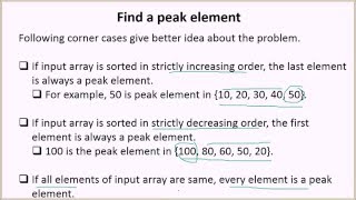 Find a Peak Element  GeeksforGeeks [upl. by Mazman]