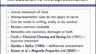 Misrepresentation Lecture 1 of 4 [upl. by Mendoza25]