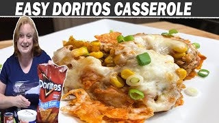 DORITOS CASSEROLE RECIPE  How to make an Easy Ground Beef Dinner with Mexican Flair [upl. by Dlanor]